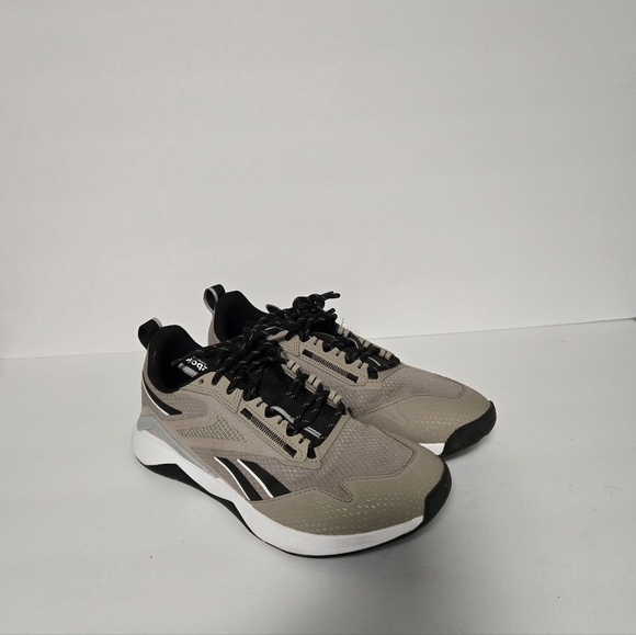 Reebok Nanoflex Comfort Foottbed Ortholite Tan & Black Womens 7 Sneakers - Picture 2 of 9